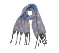 Écharpe d'hiver en tricot pour femme - Douce et chaude - Avec patch - Pour homme et femme - Écharpe classique en tricot gaufré - Écharpe d'été pour femme - En polaire de qualité supérieure, bleu