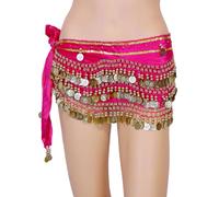 Écharpe élégante avec franges et paillettes pour la danse du ventre, les spectacles de scène, les fêtes, les costumes et les danses orientales, Rose, taille unique