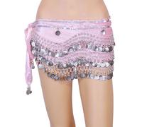 Écharpe élégante avec franges et paillettes pour la danse du ventre, les spectacles de scène, les fêtes, les costumes et les danses orientales, Rose clair, taille unique