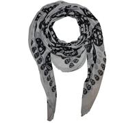 Echarpe en coton crânes 1 blanc noir tissu carré