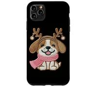 Écharpe en Forme de Chien Souriant avec Bois de Renne Coque pour iPhone 11 Pro Max
