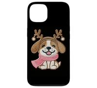 Écharpe en Forme de Chien Souriant avec Bois de Renne Coque pour iPhone 13
