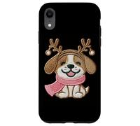 Écharpe en Forme de Chien Souriant avec Bois de Renne Coque pour iPhone XR