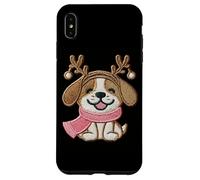 Écharpe en Forme de Chien Souriant avec Bois de Renne Coque pour iPhone XS Max