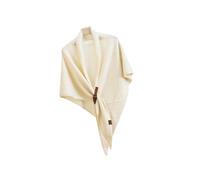 Écharpe en laine mélangée chaude pour l'automne et l'hiver - Capelet triangulaire multifonction avec fermoir en cuir, blanc, Taille unique