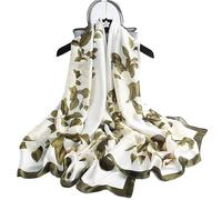 Écharpe en Soie pour Femmes - Shawl Jaune - Vintage et Bride - Chiffon - Vert/Blanc