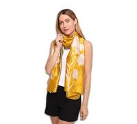 Écharpe en soie Trillion London®| Écharpe florale moutarde | Foulard 100% soie pour femmes | Foulards légers pour dames | Enveloppements de châle | Convient pour offrir | Finition douce et lisse