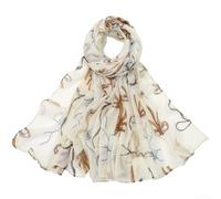 Écharpe en voile pour femme, châle long imprimé, protection solaire, nœud élégant, léger, accessoire de plage d'été (beige)