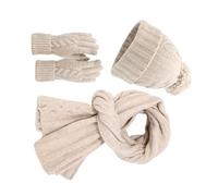 Écharpe épaisse pour fille - Chapeau et gants de ski tricotés - Cache-cou - Accessoires photo d'extérieur - Chapeau et gants - Ensemble pour enfants, beige, taille unique