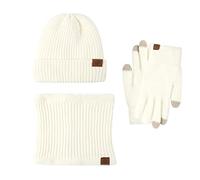 Echarpe Et Bonnet Homme Velo, Ensemble Chauds d'hiver 3 en 1 avec Double Polaire Chaud Tricotés pour Homme Femme Bonnet Écharpe Et Gants À Écran Tactile pour Ski Extérieur