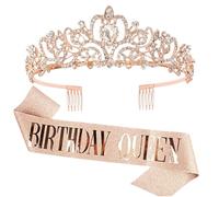 Écharpe et diadème d'anniversaire - 100 g en et strass - Diadème d'anniversaire pour femme - Accessoire élégant pour cheveux - Coiffe au design peigne | Tenue de célébration cadeau