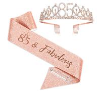 Écharpe et diadème pour 85e anniversaire pour femme, écharpe d'anniversaire en or rose 85 et fabuleuse écharpe et diadème pour femme, cadeau de 85e anniversaire