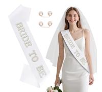 Echarpe Evjf, White Bride To Be Echarpe Bachelorette Sash Strass Bridal Party Sashes pour Les Décorations de Douche de Mariée Bridal Shower Cadeau Bride To Be Décorations
