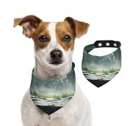 Écharpe fantaisie pour animal domestique avec fond de forêt - Bandanas printemps été en coton doux - Accessoires réglables pour petites, moyennes et grandes filles, garçons, chiots - Taille S