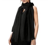 Echarpe Femme Chaude - Écharpe en Coton Et Lin de Couleur Unie pour S pour Toutes Les Saisons Écharpe de Bande de Plage (Black One Size)