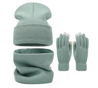 ÉCharpe Femme- Echarpe Chaude Ensemble Trois PièCes De Bonnet Chaud d'hiver pour Les ActivitéS De Plein Air Couleur Unie pour Grandes TêTes Couvrant Le Visage Et Le Cou