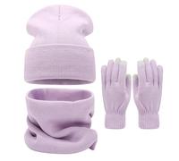 ÉCharpe Femme- Echarpe Chaude Ensemble Trois PièCes De Bonnet Chaud d'hiver pour Les ActivitéS De Plein Air Couleur Unie pour Grandes TêTes Couvrant Le Visage Et Le Cou