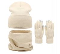 ÉCharpe Femme, Echarpe Femme Chaude Ensemble Trois PièCes De Bonnet Chaud d'hiver pour Les ActivitéS De Plein Air Couleur Unie pour Grandes TêTes Couvrant Le Visage Et Le Cou