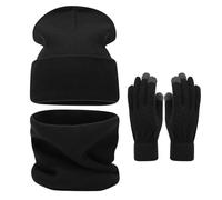 ÉCharpe Femme, Echarpe Femme Chaude Ensemble Trois PièCes De Bonnet Chaud d'hiver pour Les ActivitéS De Plein Air Couleur Unie pour Grandes TêTes Couvrant Le Visage Et Le Cou