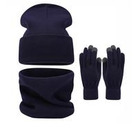 ÉCharpe Femme, Echarpe Femme Chaude Ensemble Trois PièCes De Bonnet Chaud d'hiver pour Les ActivitéS De Plein Air Couleur Unie pour Grandes TêTes Couvrant Le Visage Et Le Cou