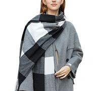 éCharpe Femme Hiver Chaud,Hiver Grille Kint Feel Polaire ChâLes Wraps Dames ÉCharpe LéGèRe ÉCharpes Chaudes Femmes Long ChâLe Wraps Grandes ÉCharpes Tricot Gland Treillis ÉPissage ÉCharpe