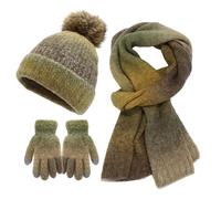 Echarpe Femme Hiver, Echarpe Femme Chaude Ensemble Trois PièCes pour Bonnet Et Gants OrnéS d'un NœUd Style Tendance Chaud Et Froid