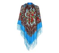 Echarpe Femme Hiver XXL - Mode S Impression Châle Écharpe S Mode Bohème Foulards Style Ethnique Cravate Gland Écharpe Grande Écharpe (Sky Blue One Size)