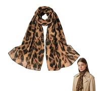 Écharpe femme léopard en viscose de Bali ultra douce, foulard léger automne hiver, châle mode imprimé animal, grand foulard 50 x 170 cm, écharpe tête, bandana, Idéal pour Toutes Saisons et Occasions