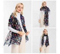 Écharpe Femme pour Printemps Automne Hiver Étole Longues Scarf pour Mariage Soirée Fête Plage Respirant 180x70CM Foulard Marine