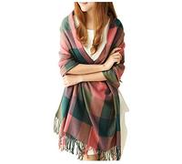 Écharpe Foulard Châle pour Femme Automne Hiver Chaude Douce Motif à Carreaux Surdimensionné avec Décoration Frange Simple Classique (200 * 60CM),Multicolore (Rose foncé),Taille unique