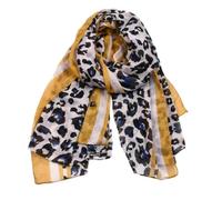 Écharpe Foulard Femme Mode Imprimé Animal Mince Coton Lin Sexy Léopard Écharpe Hiver Chaud Coupe-Vent Cyclisme Voile Cou Chaud Hijab 90X180Cm Jaune
