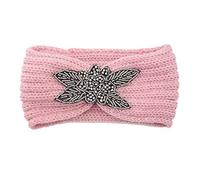 Écharpe Future Maman Papa Head Thermal Hairband laine de main filles cheveux doux Hairband femmes Headband Or Long (Pink, One size)