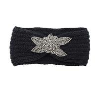 Écharpe Future Maman Papa Head Thermal Hairband laine de main filles cheveux doux Hairband femmes Headband Or Long (Black, One size)