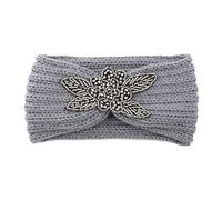 Écharpe Future Maman Papa Head Thermal Hairband laine de main filles cheveux doux Hairband femmes Headband Or Long (Grey, One size)
