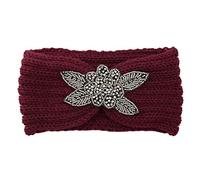 Écharpe Future Maman Papa Head Thermal Hairband laine de main filles cheveux doux Hairband femmes Headband Or Long (Wine, One size)