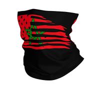 Echarpe Gaiter Combinaison De Drapeaux du Maroc Et De L'Amérique Respirant Chapeaux Unisexe Protection du Visage pour Femme Adulte Homme