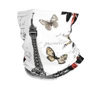 Echarpe Gaiter Tour De Paris Papillon Fleur Protection du Visage Multifonctionnel Anti-UV Headwrap pour Cyclisme Randonnée Yoga 25X50Cm