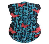 Echarpe Gaiter Vignes bleues papillons rouges style Art déco Bandeau
