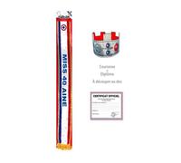Écharpe - GENERIQUE - Miss 40aine - Blanc avec bandes bleue et rouge - Liserés dorés - Inscription MISS 40 AINE