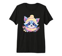 Écharpe Graphique Bleu Raton Laveur pour Amoureux de Portrait d'hiver Jaune Rose T-Shirt Haut de Gamme