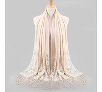 éCharpe Homme,Châle Dentelle Musulmane Hijab Foulard enveloppé Tassel a volé Les Longues Femmes islamiques Foulard Creux (Beige, One Size)