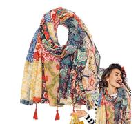 Écharpe imprimée boho - Emballage de mode en coton léger | Châle bohème floral vintage pour le style d'hiver d'automne, couverture de tête douce respirante, élégant voyage de plage de plage accessoire