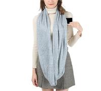 Écharpe infinie à paillettes légère et douce avec poche zippée, écharpe de voyage en avion pour femme, pour les trajets quotidiens, la marche, le jardin, la randonnée, l'automne, Halloween, gris clair