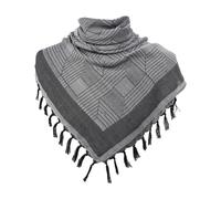 Écharpe Keffiyeh Hatta large avec pompons Shemagh Keffiyeh arabe pied-de-poule 1 % coton unisexe foulards bandeau pour jeunes, gris foncé, taille unique