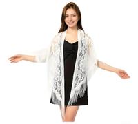 Écharpe légère en jacquard floral pour femme, châle en polyester respirant avec protection UV, couverture de plage d'été douce pour voyage, 180 x 114 cm (blanc)