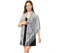 Écharpe légère en jacquard floral pour femme, châle en polyester respirant avec protection UV, couverture de plage d'été douce pour voyage, 180 x 114 cm (gris)