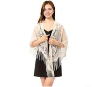 Écharpe légère en jacquard floral pour femme, châle en polyester respirant avec protection UV, couverture de plage d'été douce pour voyage, 180 x 114 cm (beige)