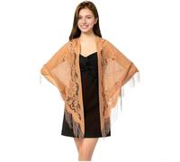 Écharpe légère en jacquard floral pour femme, châle en polyester respirant avec protection UV, couverture de plage d'été douce pour voyage, 180 x 114 cm (couleur camel)