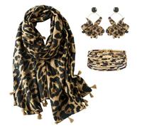 Écharpe Léopard Femme, Châle Doux Confortable Accessoire Mode Automne Hiver | Écharpes et Foulards à Imprimé Animal,Grande Longue Étole pour Trajets Soirée Bureau Voyages, Idée Cadeau Anniversaire & Noël
