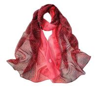 Écharpe Longue Douce Pour Femmes - Style Classique Dégradé Léopard Imprimé Mousseline De Soie Foulards Foulard, Georgette Bandana Châle Étole Wrap Dames Vêtements Accessoire,Rouge,50*160Cm